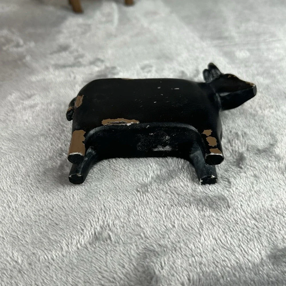 Primitive Farm Animals Set Of 3 Decorative Figures Pig Sheep & Cow